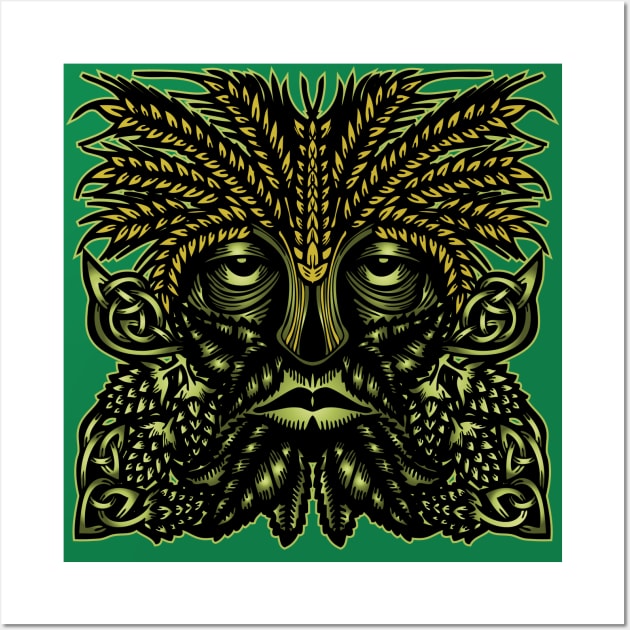 Hop & Barley Green Man Wall Art by celtichammerclub